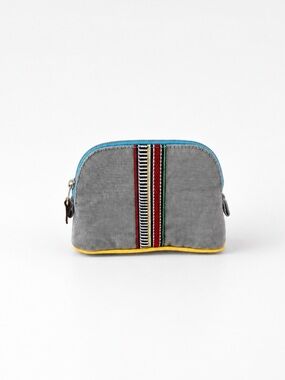 Hermès Bolide Ruban Canvas Mini Pouch Blue Multicolor Stripe Cosmetic Bag